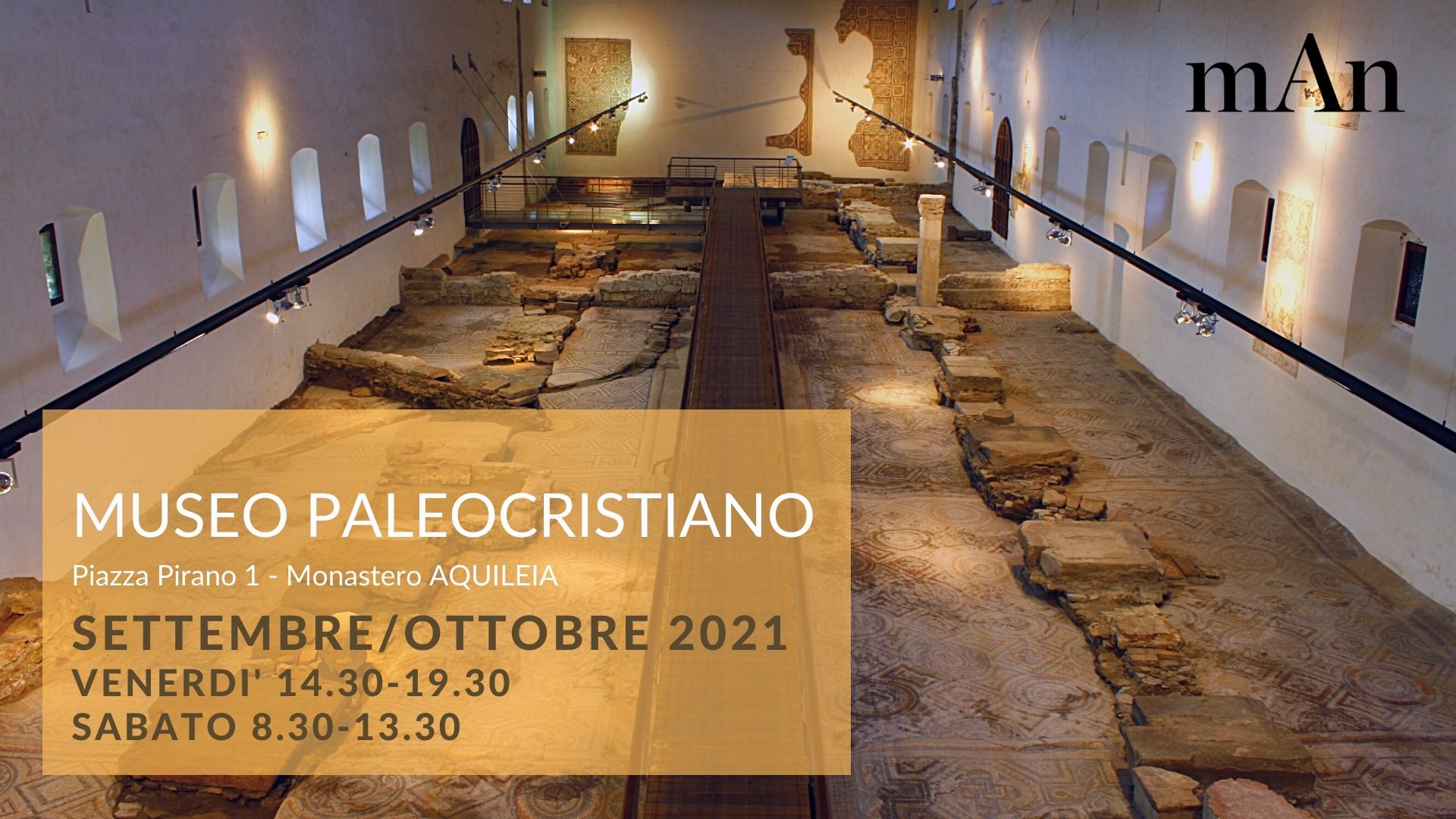 Museo Paleocristiano: Aperture straordinarie Settembre e Ottobre 2021